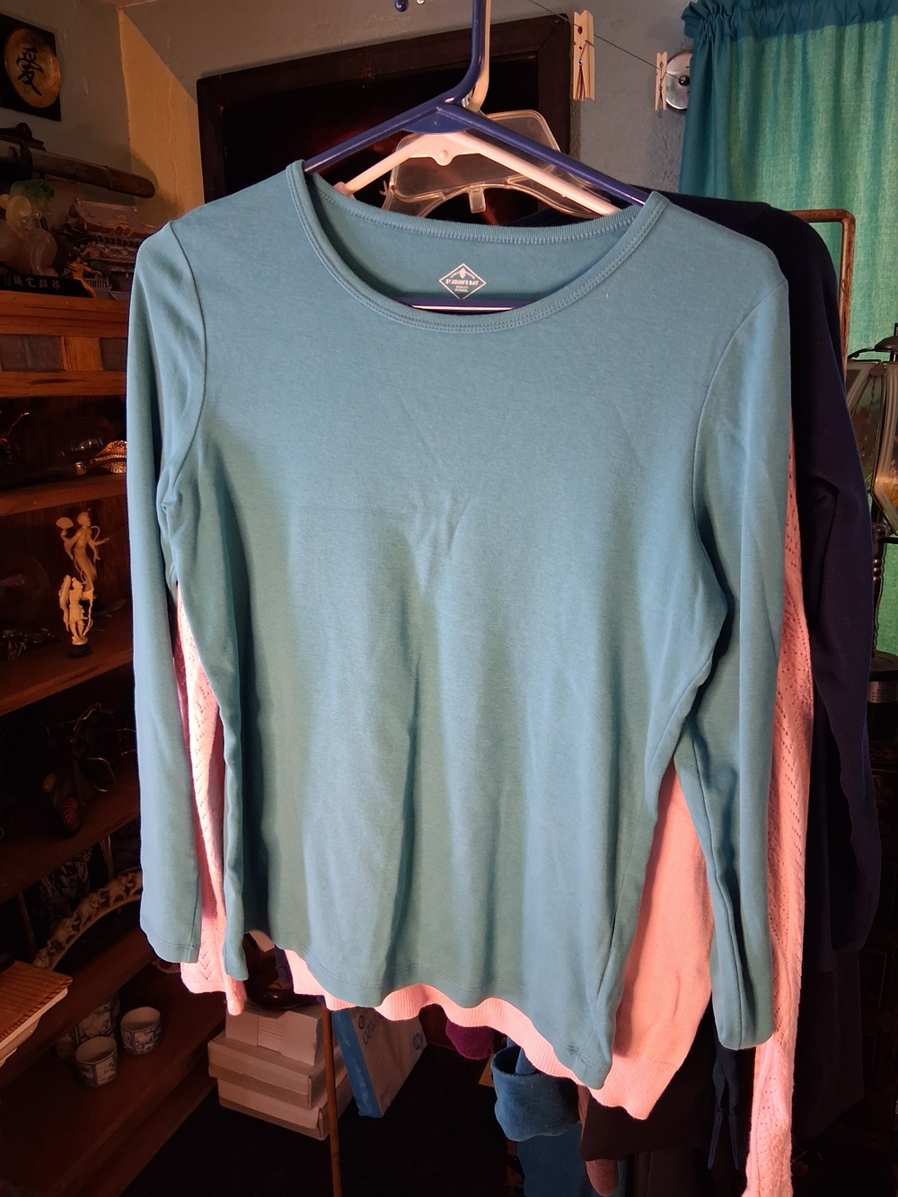 St. John's Bay Teal Long-Sleeve Crewneck Top